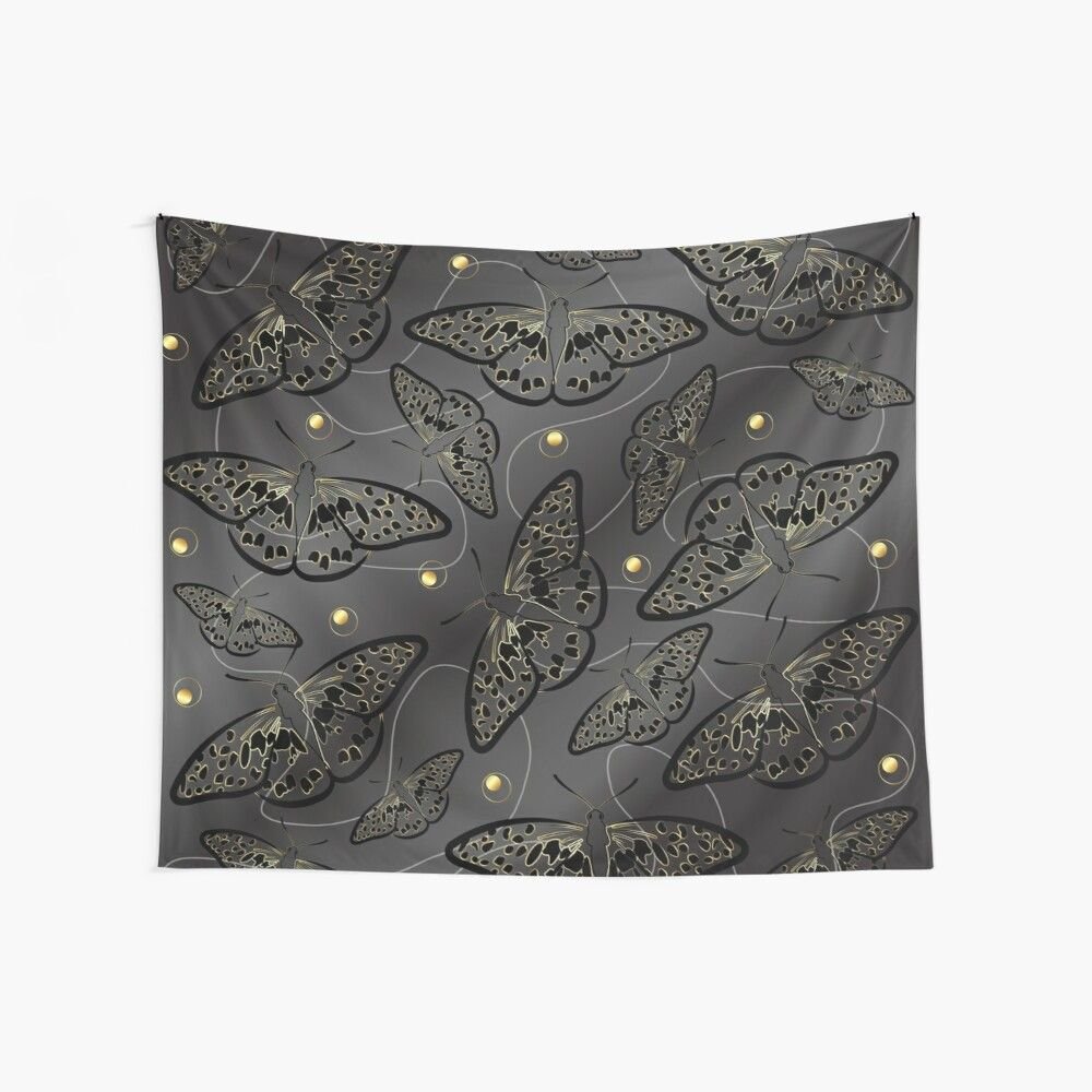 Yellow Stars Cute Black Butterfly Wall Tapestry For Bedroom Teen Girl Living Room Dorm Home Decor