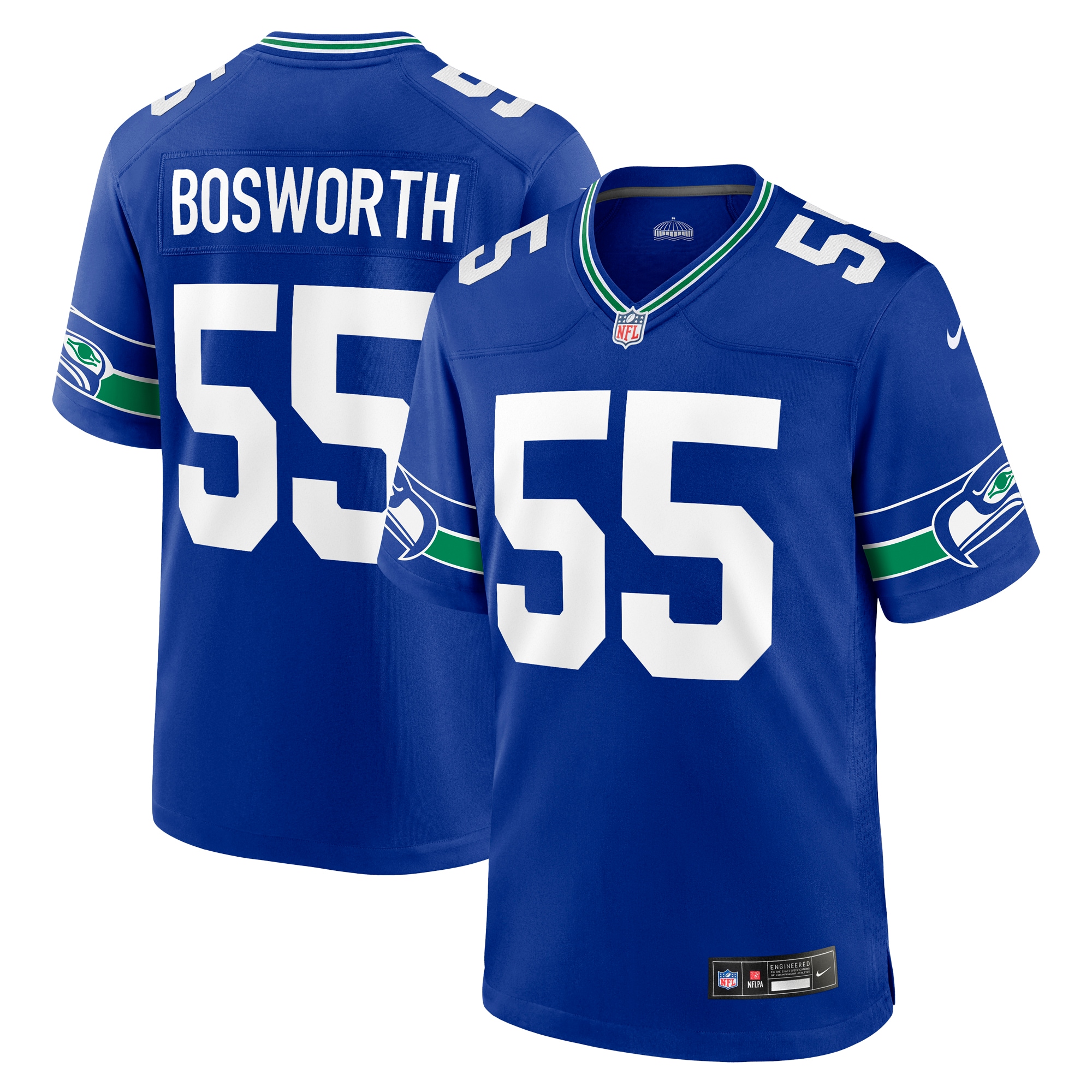 Men’s Seattle Seahawks Brian Bosworth Royal Throwback Retired Player Game Jersey