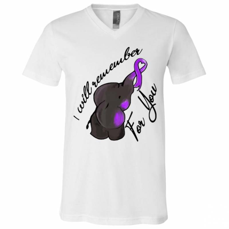 I Will Remember For You End Alzheimers Elephant V Neck T-Shirt