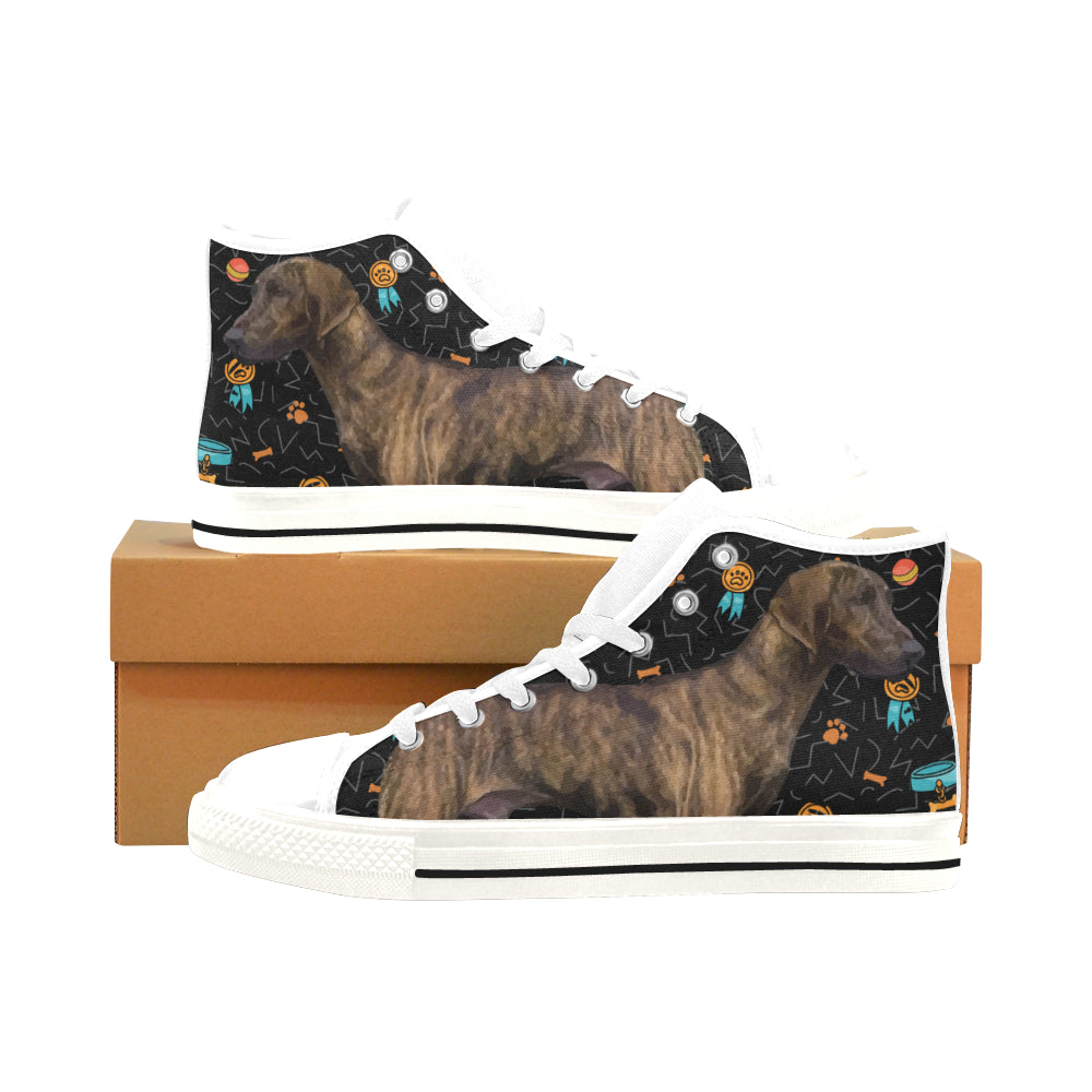 Plott Hound Dog White Men’s Classic High Top Canvas Shoes /Large Size