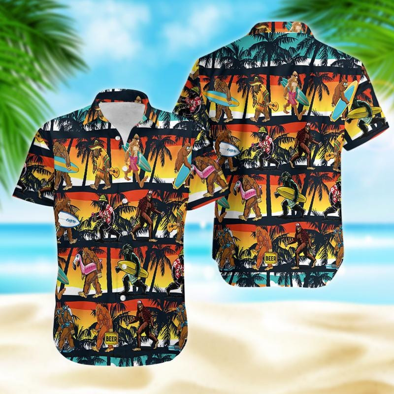 Bigfoot Activities With The Sunset Vacation Hawaii Aloha Shirts Dh Ha18416