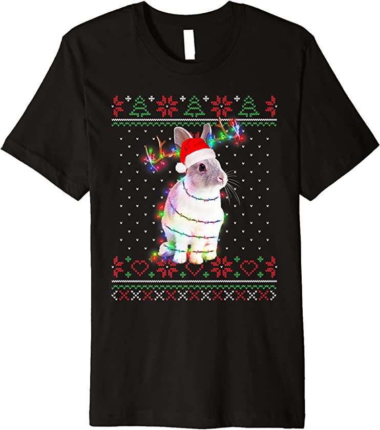 Rabbit Animal Ugly Sweater Christmas Puppy Animal Lover Premium T-Shirt