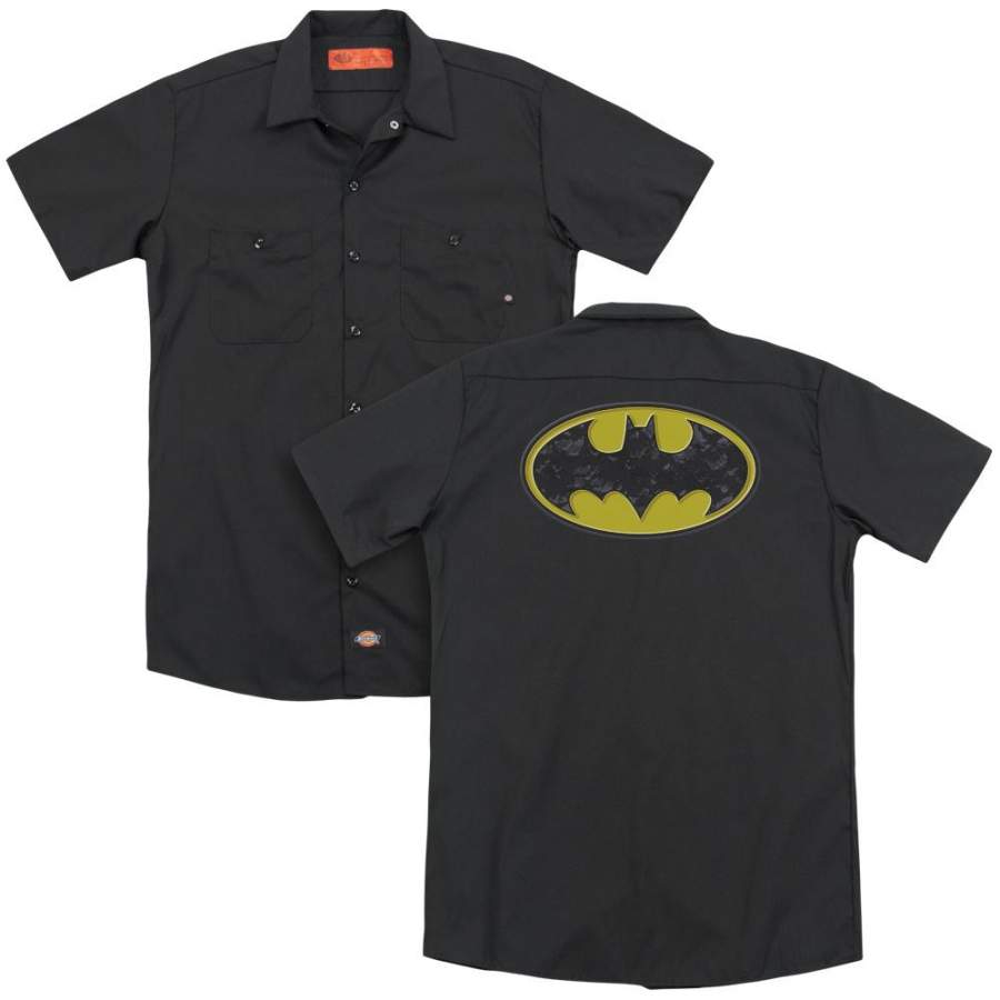 Batman – Bats In Logo (Back Print) Adult Work Shirt