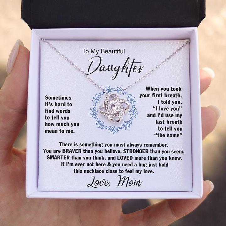 Wedding Gift For Daughter, Daughter Necklace From Mom, Birthday Graduation Christmas Jewelry Gift For Daughter With Message Card And Gift Box