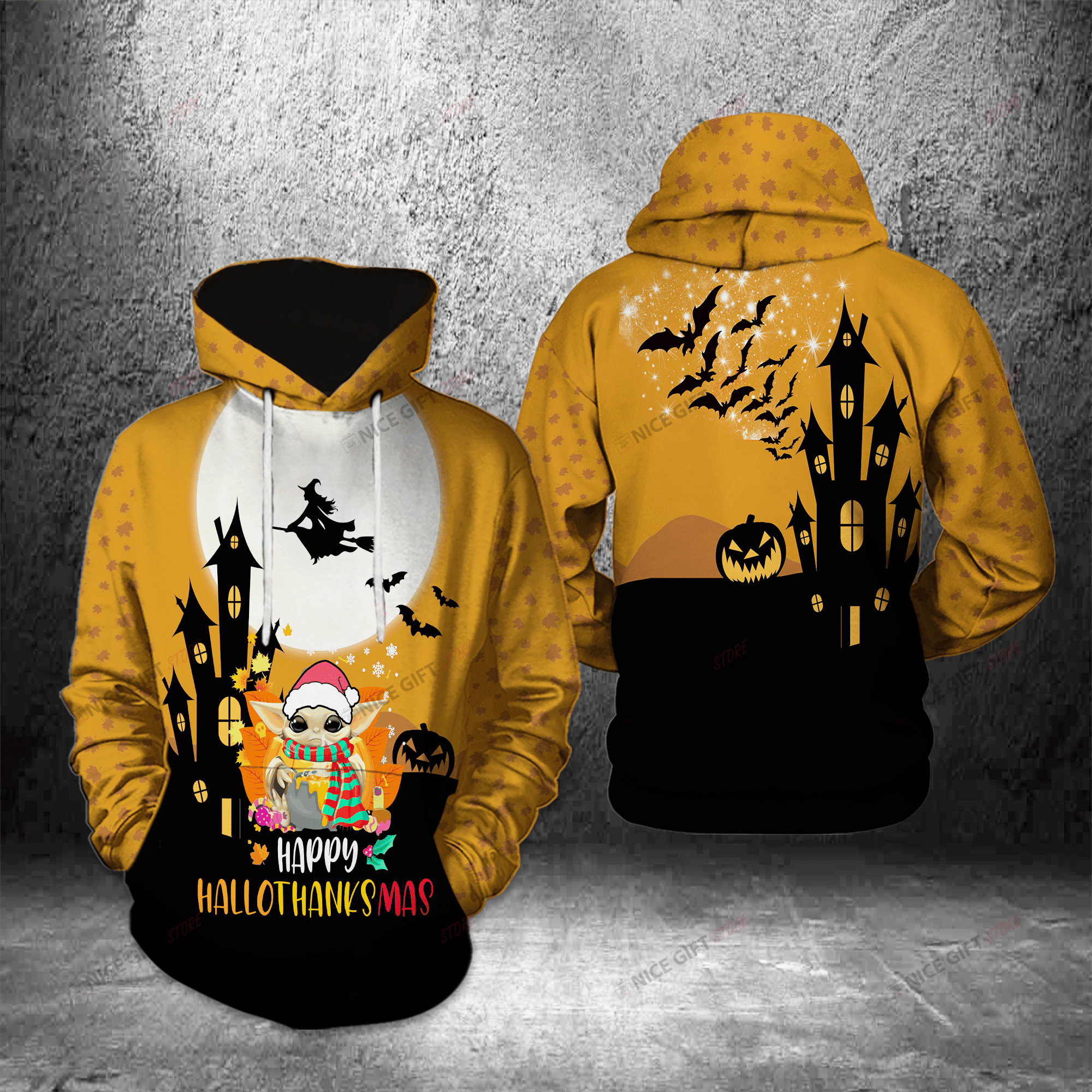 Grogu Happy Hallothanksmas Hoodie 3D 3Ho-W2Y5