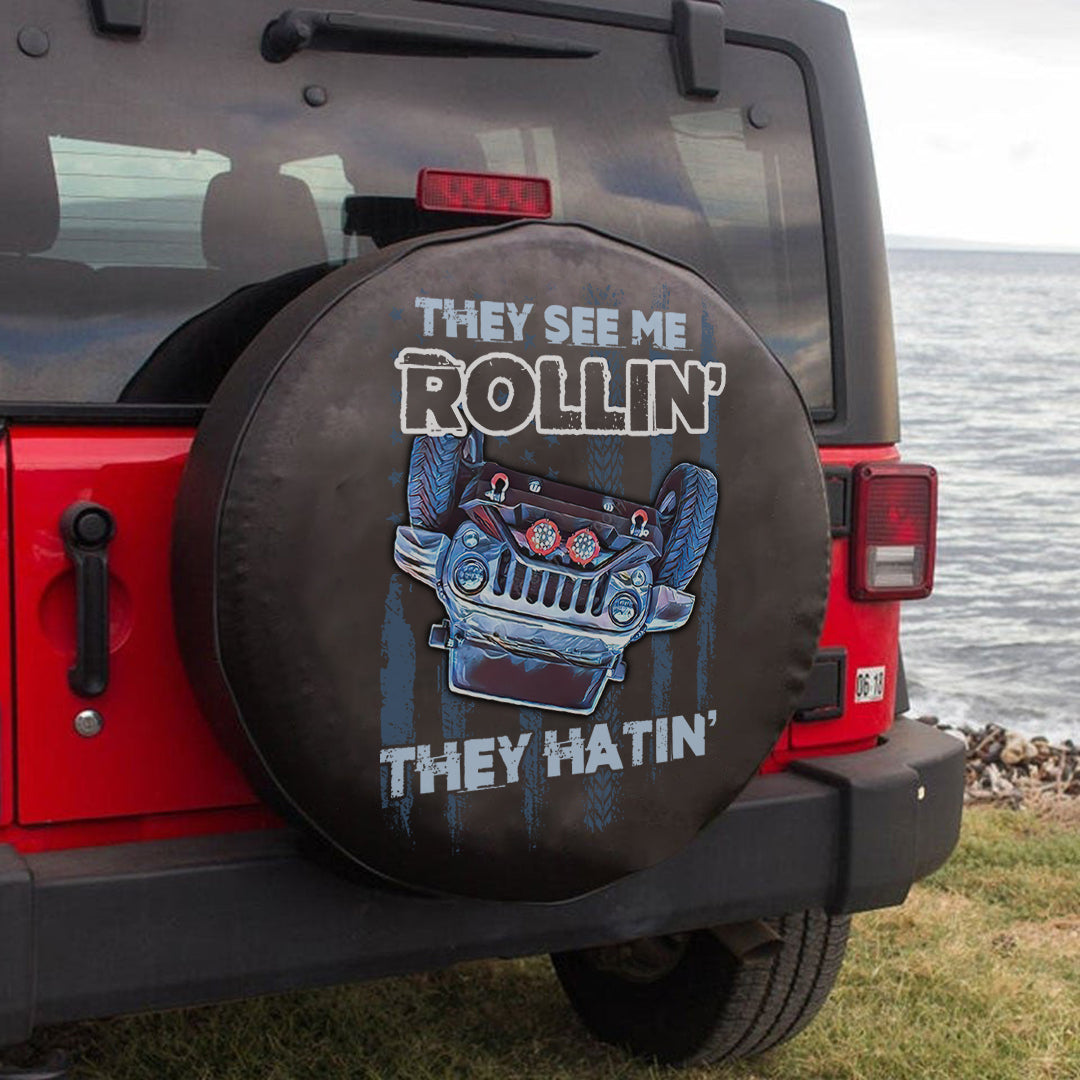 Jeep They See Me Rollin’ They Hatin’ Spare Tire Cover Lt11