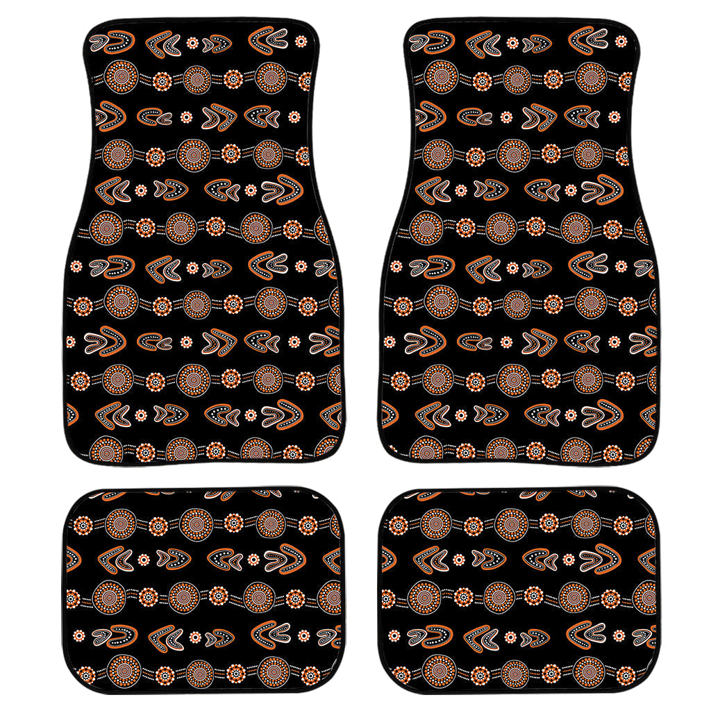 Aboriginal Boomerang Pattern Print Front And Back Car Floor Mats, Front Car Mat