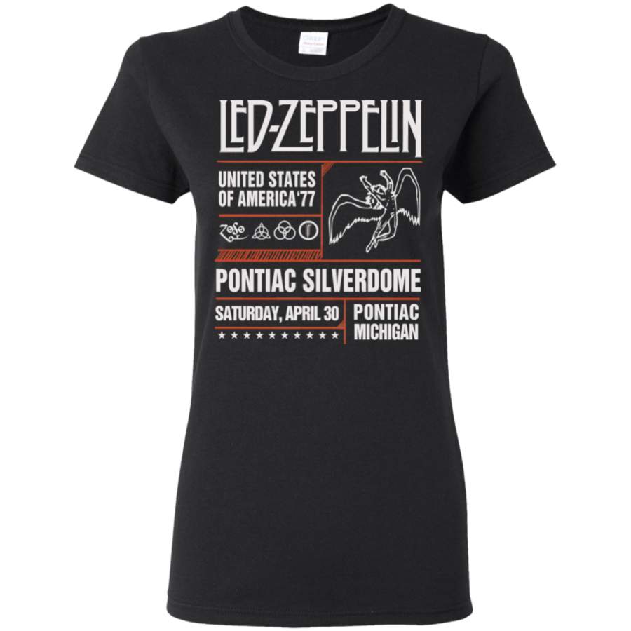 Led Zeppelin Pontiac Silverdome Black Ladies’ T-Shirt