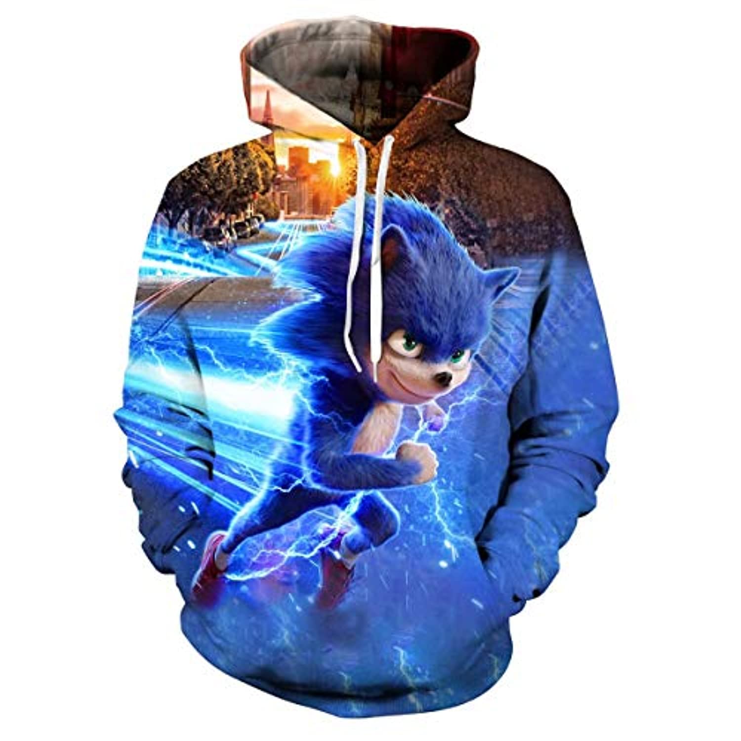 Cartoon Games Sonic Hoodie – Running Sonic the Hedgehog 3D Print Pullover Hoodie