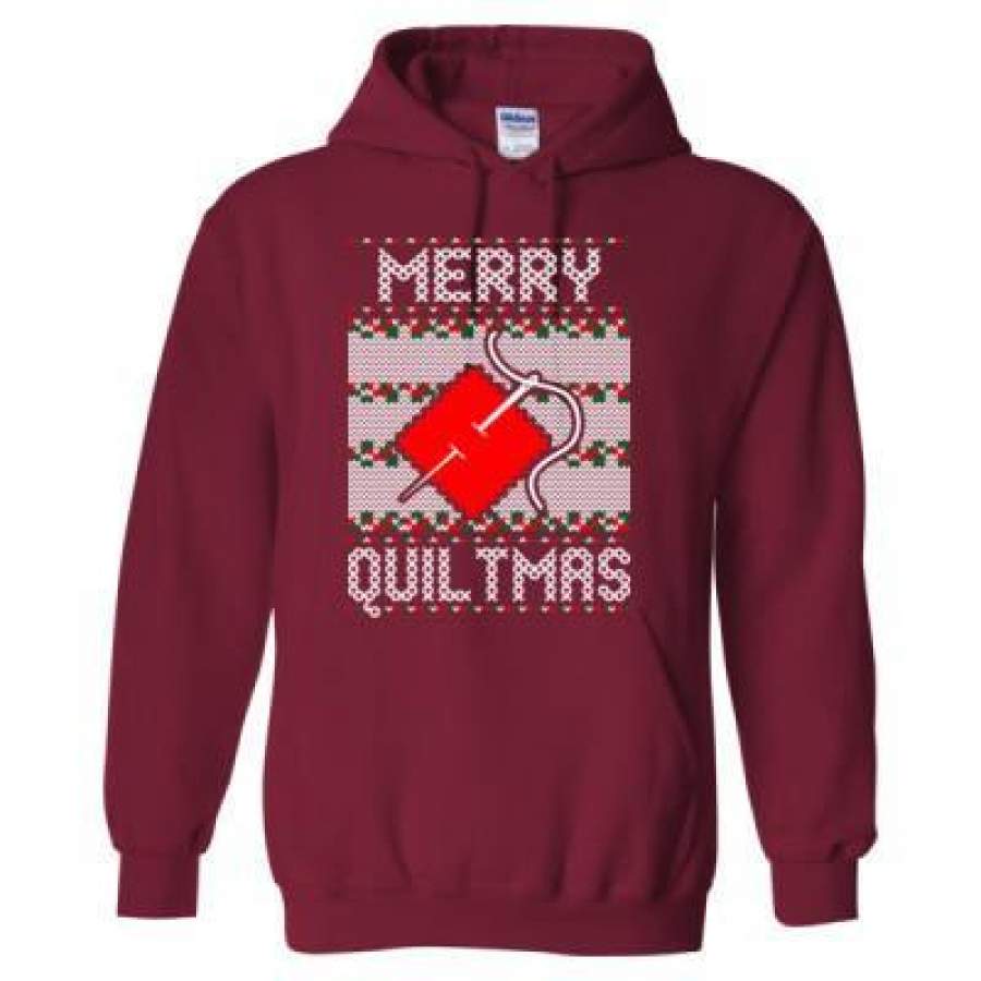 AGR Merry Quiltmas Ugly Christmas Sweater – Heavy Blend™ Hooded Sweatshirt