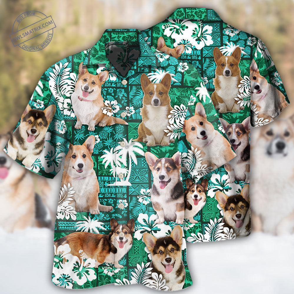 Corgi Lover Green Tropical Life Hawaii Shirt Ha40008