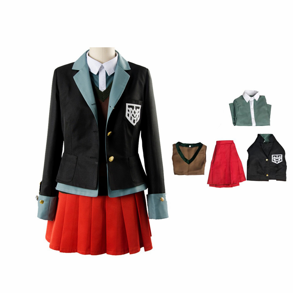 Anime Danganronpa Magician Yumeno Himiko Girl Uniform Cosplay Costume Halloween Carnival Student Uniform Cosplay Red Wig alx