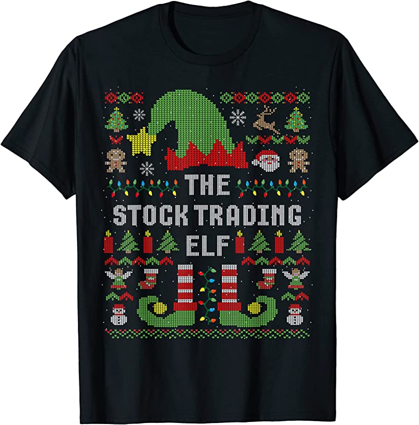 The Stock Trading Elf Ugly Christmas Matching Family Group T-Shirt