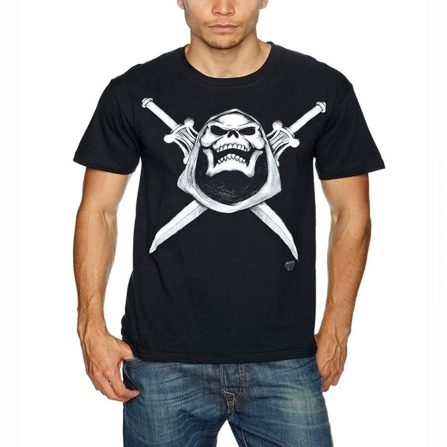 Mens Personalized T-Shirt Skeletor Skull And Swords Fitness Short Sleeve T-Shirt
