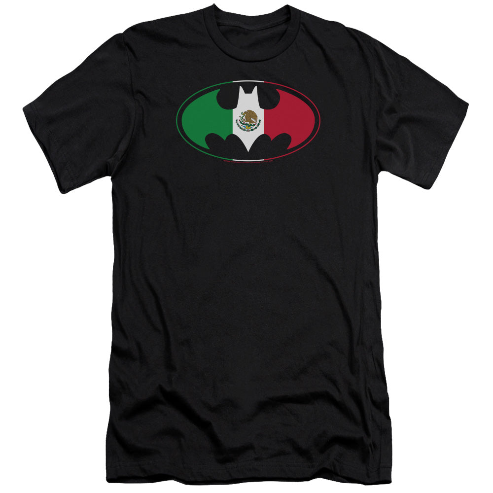 Batman Mexican Flag Shield Premium Bella Canvas Slim Fit Mens T Shirt Black