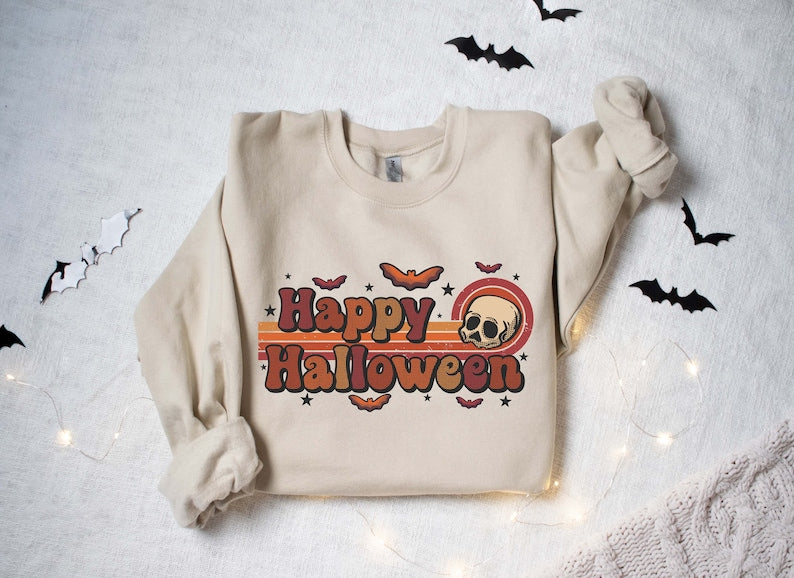 Happy Halloween Sweatshirt, Halloween Sweatshirt, Happy Halloween Crewneck Sweatshirt All Over Print Sweatshirt For Women Sweatshirt For Men