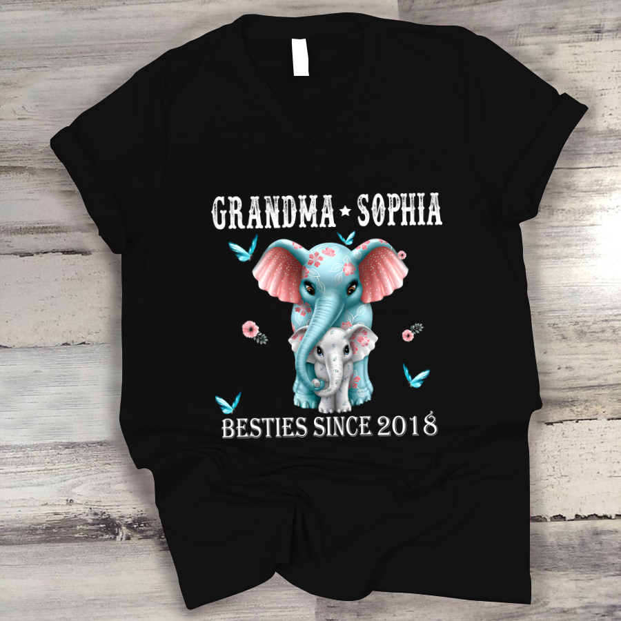 Grandma And Grandkid Besties Since Elephant Shirt