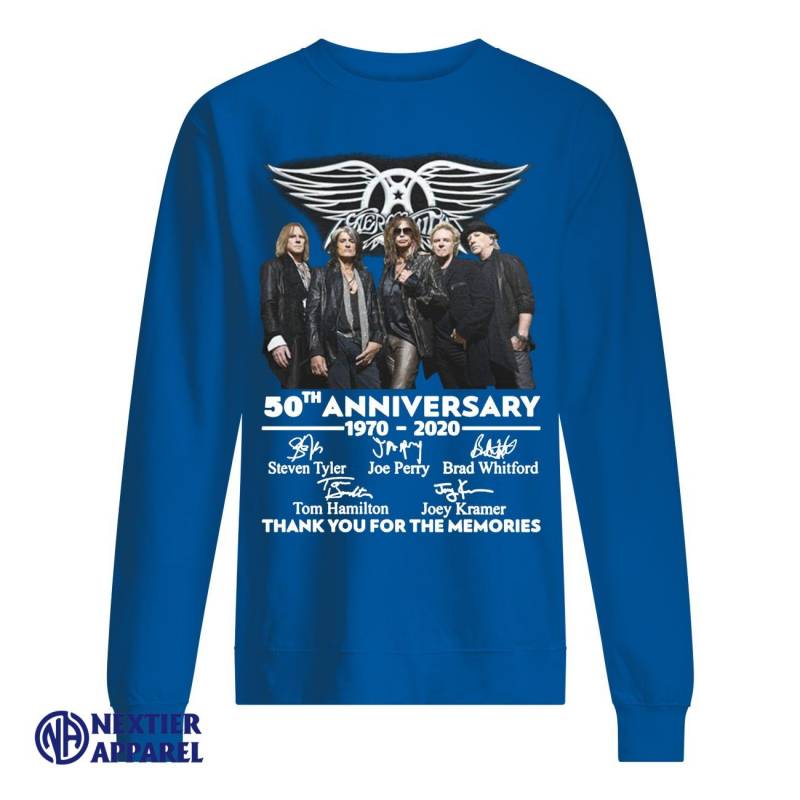 Aerosmith 50th anniversary 1970-2020 signatures thank you for the memories shirt Unisex Sweatshirt