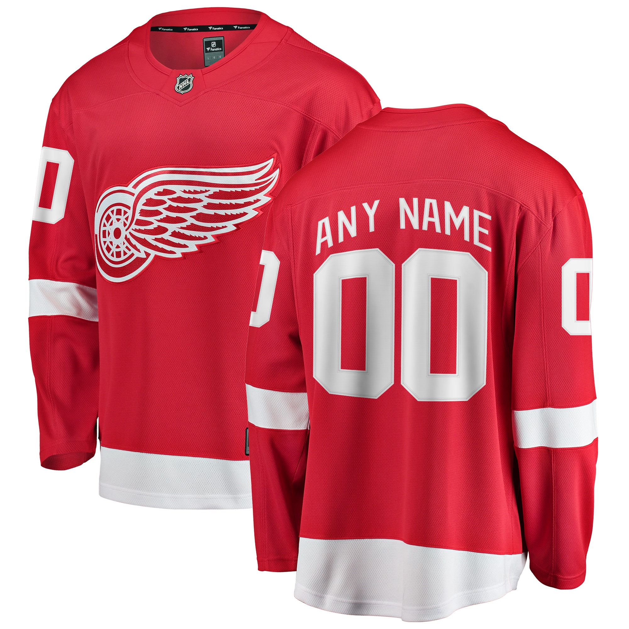 Detroit Red Wings Branded Home Breakaway Custom Jersey – Red