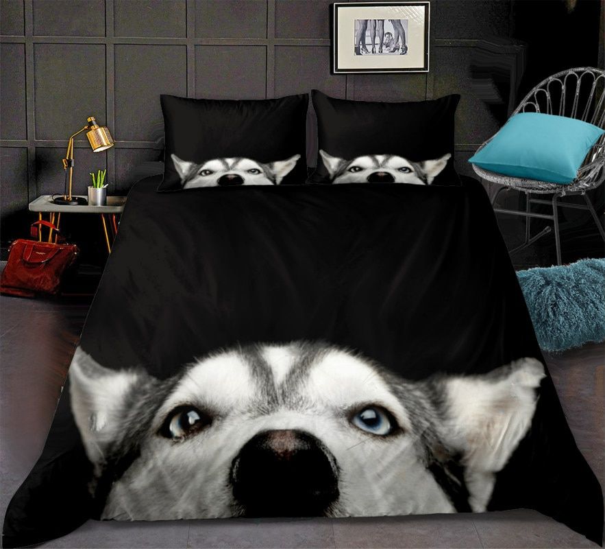 Husky Bed Line Black 3 Pieces Quilted Comforter Set
