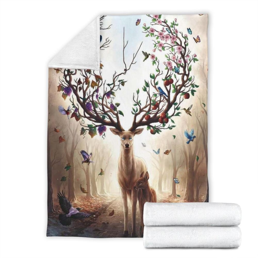 Animal Deer Hunting Art Print Fleece Blanket Family Gift Home Decor Bedding Couch Sofa Soft And Comfy Cozy