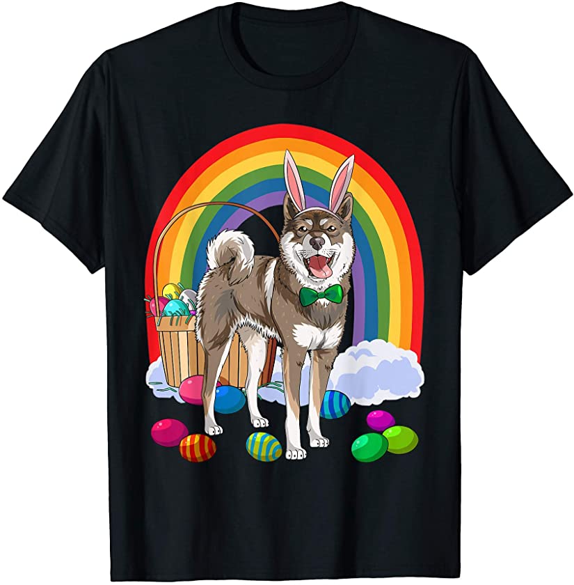 Shikoku Ken Easter Eggs Bunny Japanese Dog T-Shirt