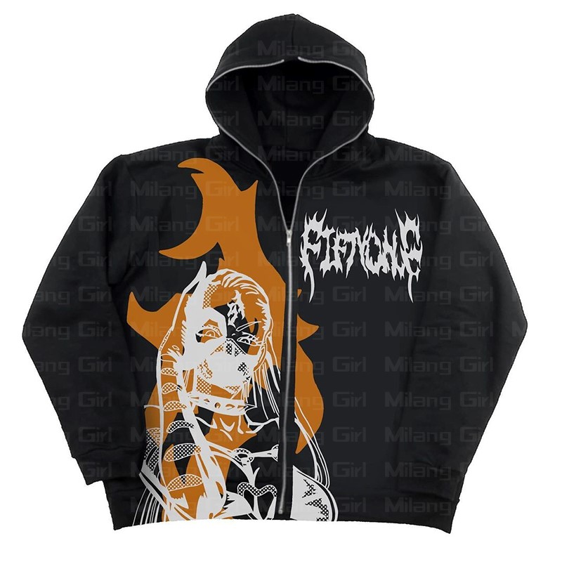 Zip up hoodie Hip Hop Skeleton graphic Print goth Hoodie unisex Sweatshirts Harajuku Punk Oversized hoodie coat y2k man jacket alx