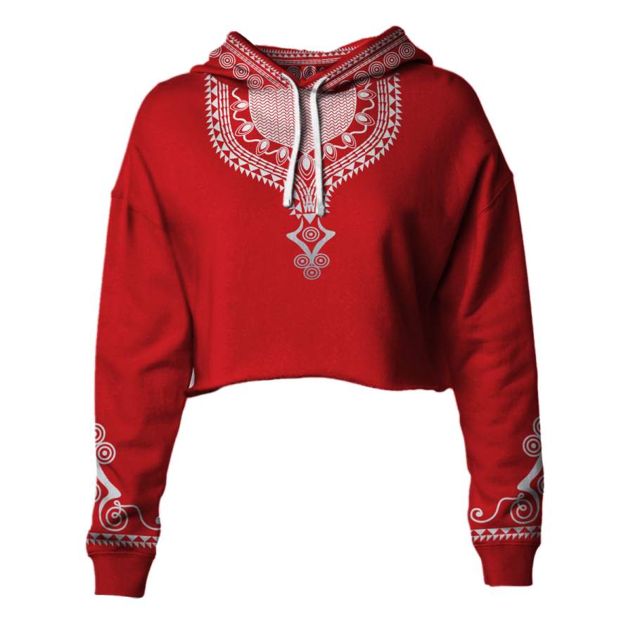 Dashiki Color Red Cropped Hoodie