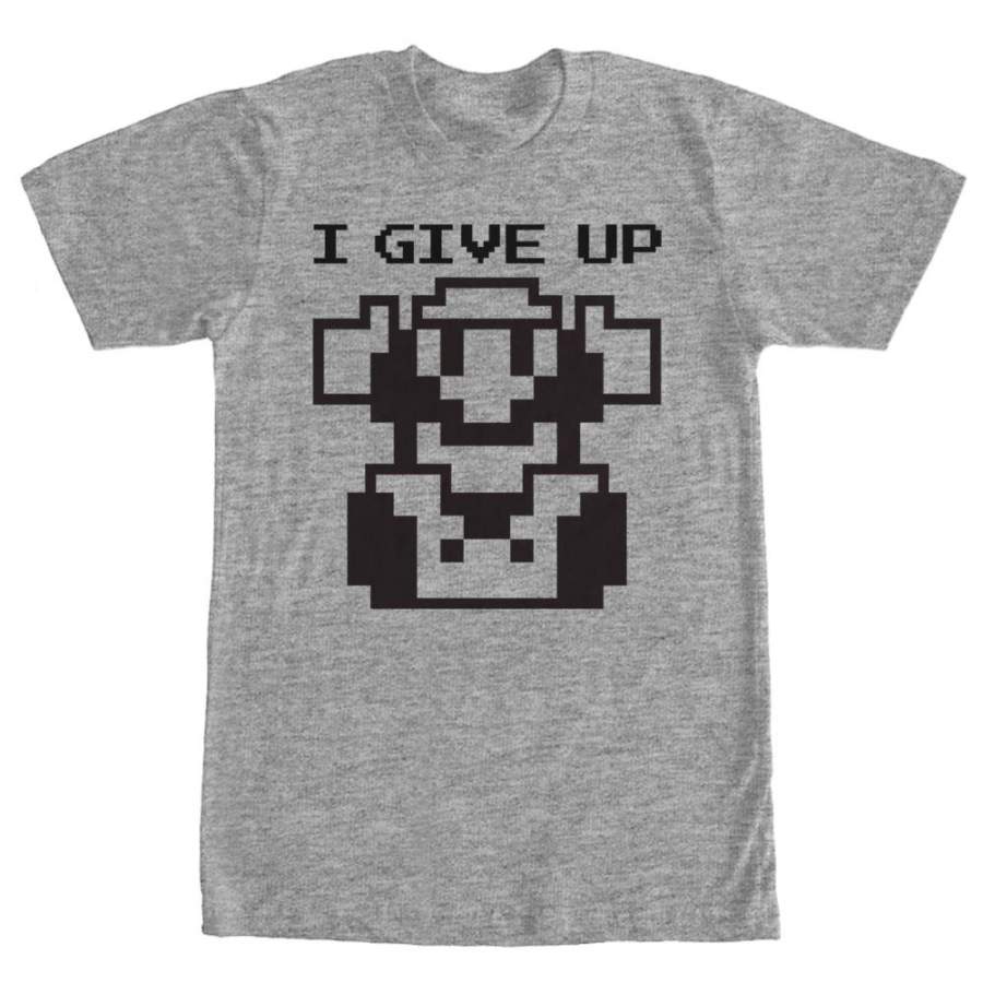 Super Mario Brothers Give Up Mens T Shirt Grey