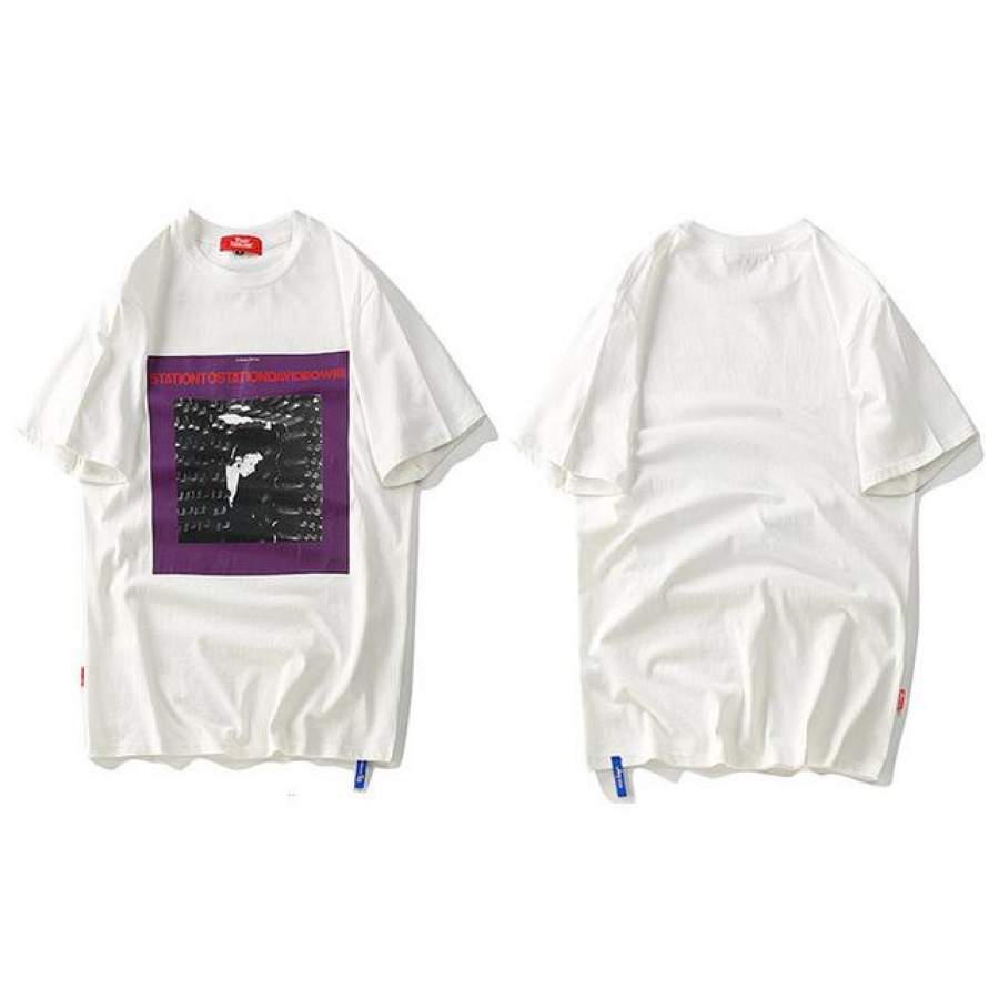 Summer Rock Music T-Shirts Old Fashion Short Sleeve Hip Hop T shirt Street wear Casual Cotton Tee Purple