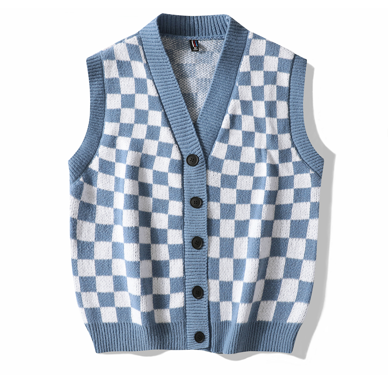 2022 chess vintage hip hop loose cardigan sweater vest oversized knitted women and men sweaters hipster jersey pull jumper 061 alx