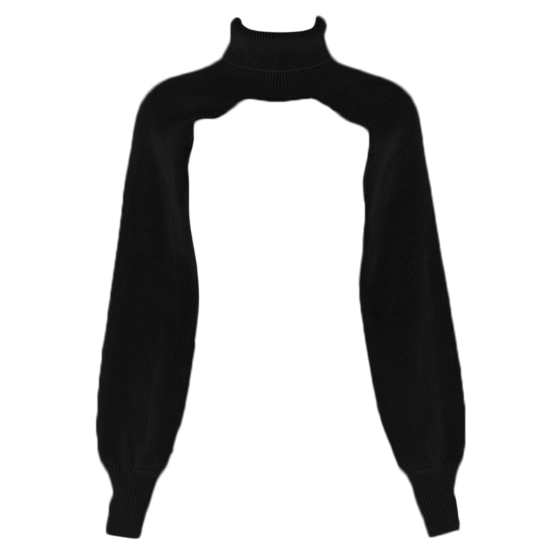 Women Lantern Long Sleeve Sweater Sexy Hollow Out Turtleneck Solid Color Crop Top Ribbed Knit Loose Shrug Cover Up alx