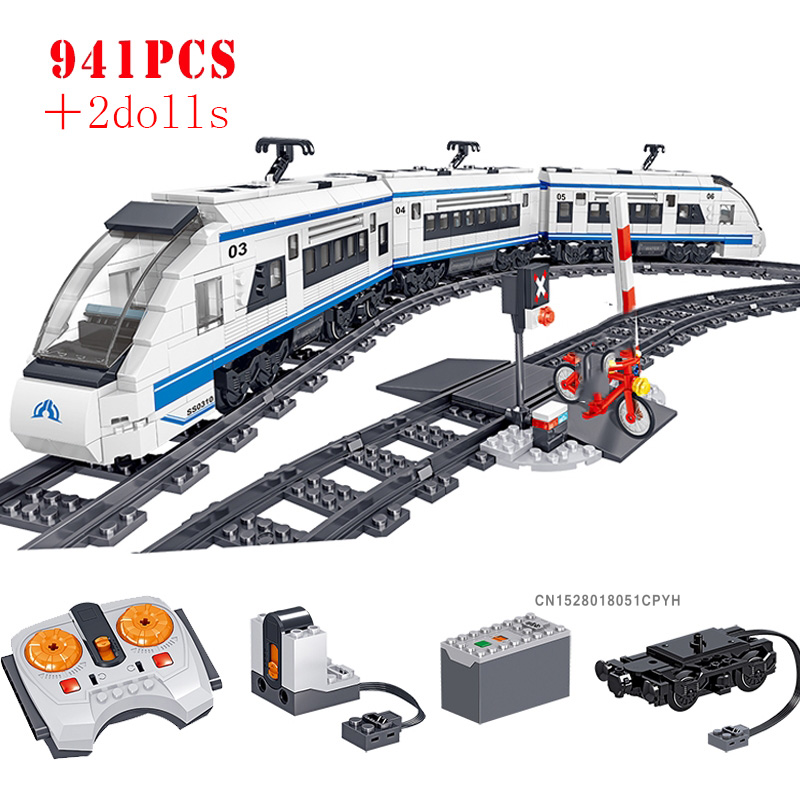 City RC Train Rail Technical Battery Powered Electric High-speed Railway Building Blocks Bricks Children Educational Toys Gifts alx