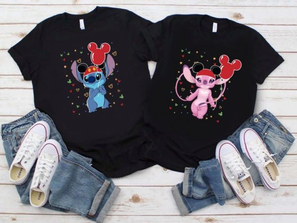 Stitch & Angel Couple Shirts, Couple Matching Shirts Gift For Her, Gift For Him, Valentine Gift