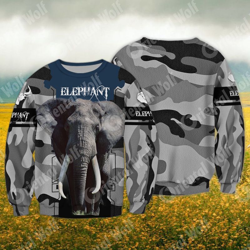 Beautiful Elephant For Elephant Lovers Camo 3D Full Print Sweatshirt