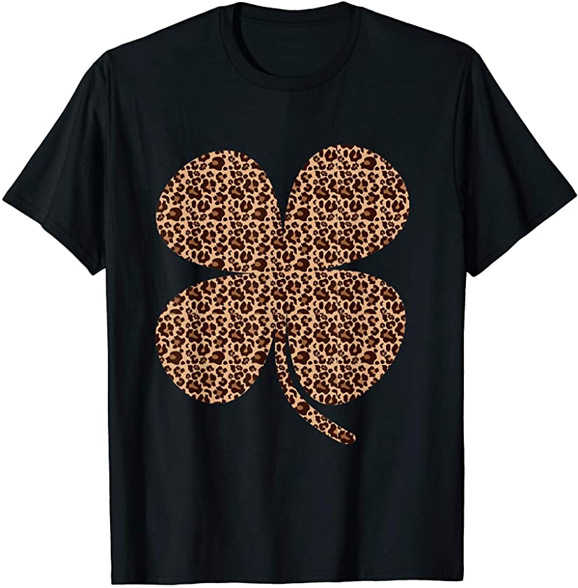 Shamrock Leopard Print St Patricks Day Irish Pattern T-Shirt