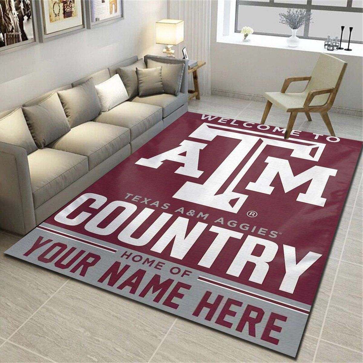 Texas A&M Aggies Personalized Area Rugs, Living Room Carpet, Customized Floor Mat