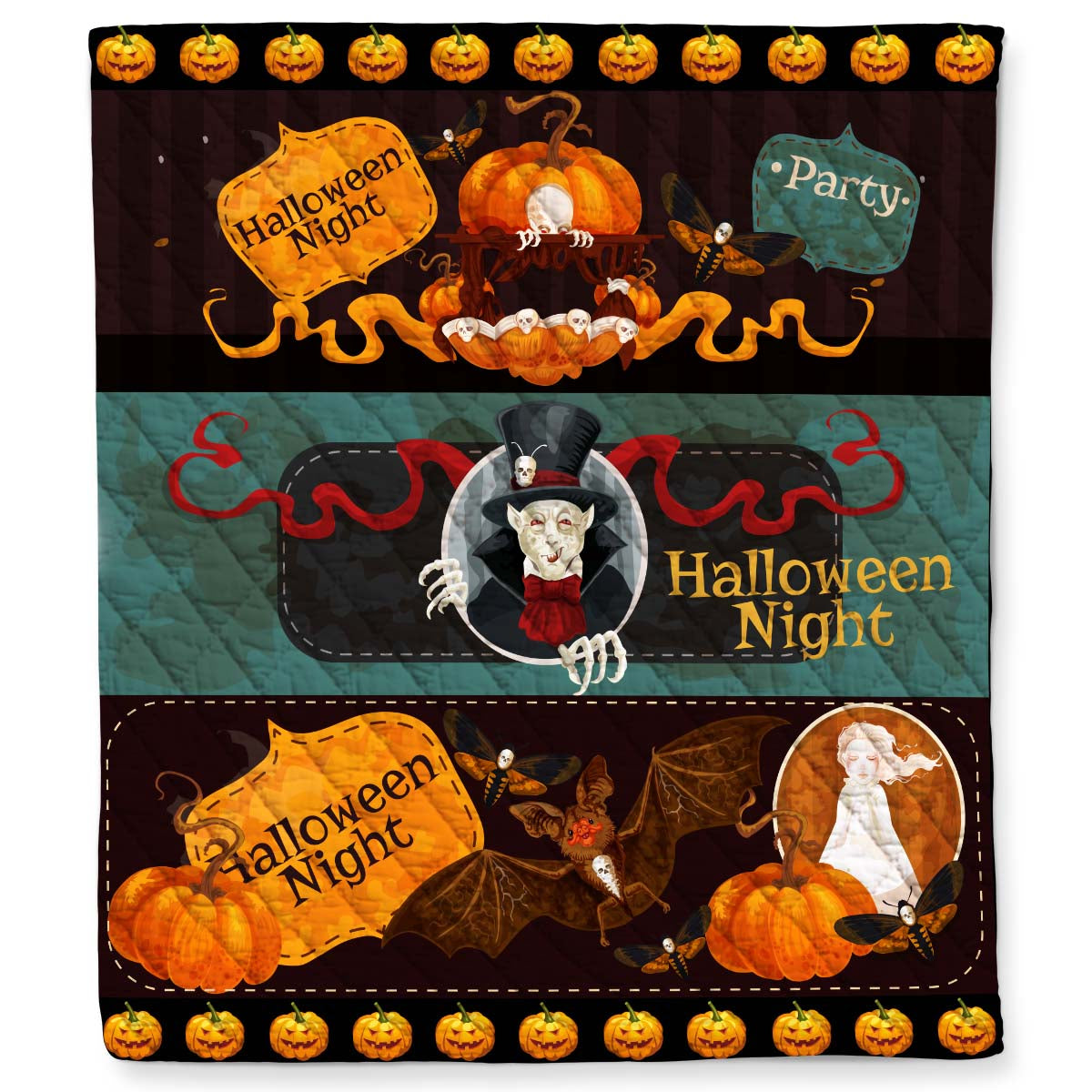 Halloween Night Party Quilt Blanket