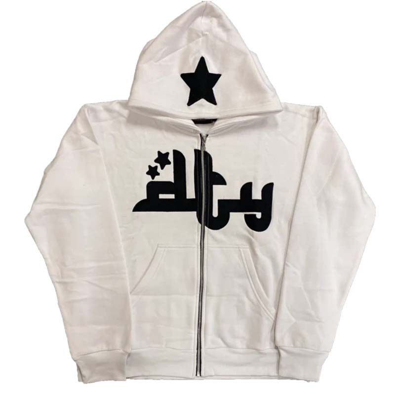 Vintage Star Patch Hoodies Women Harajuku Punk Gothic Loose Hooded Sweatshirt Male Hip Hop Long Sleeve Zipper Jacket Y2K Clothes alx