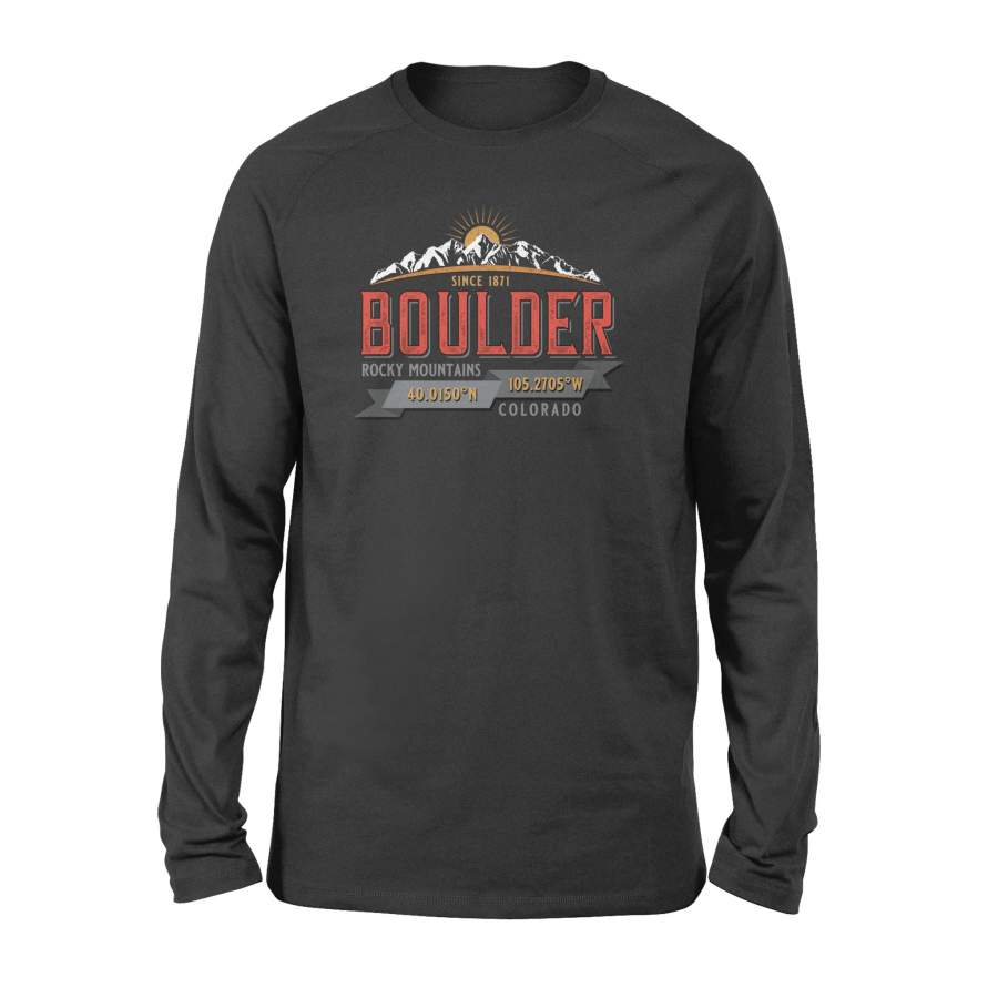 Boulder Colorado CO Rocky Mountains Novelty Souvenir Gifts T Shirt – Standard Long Sleeve