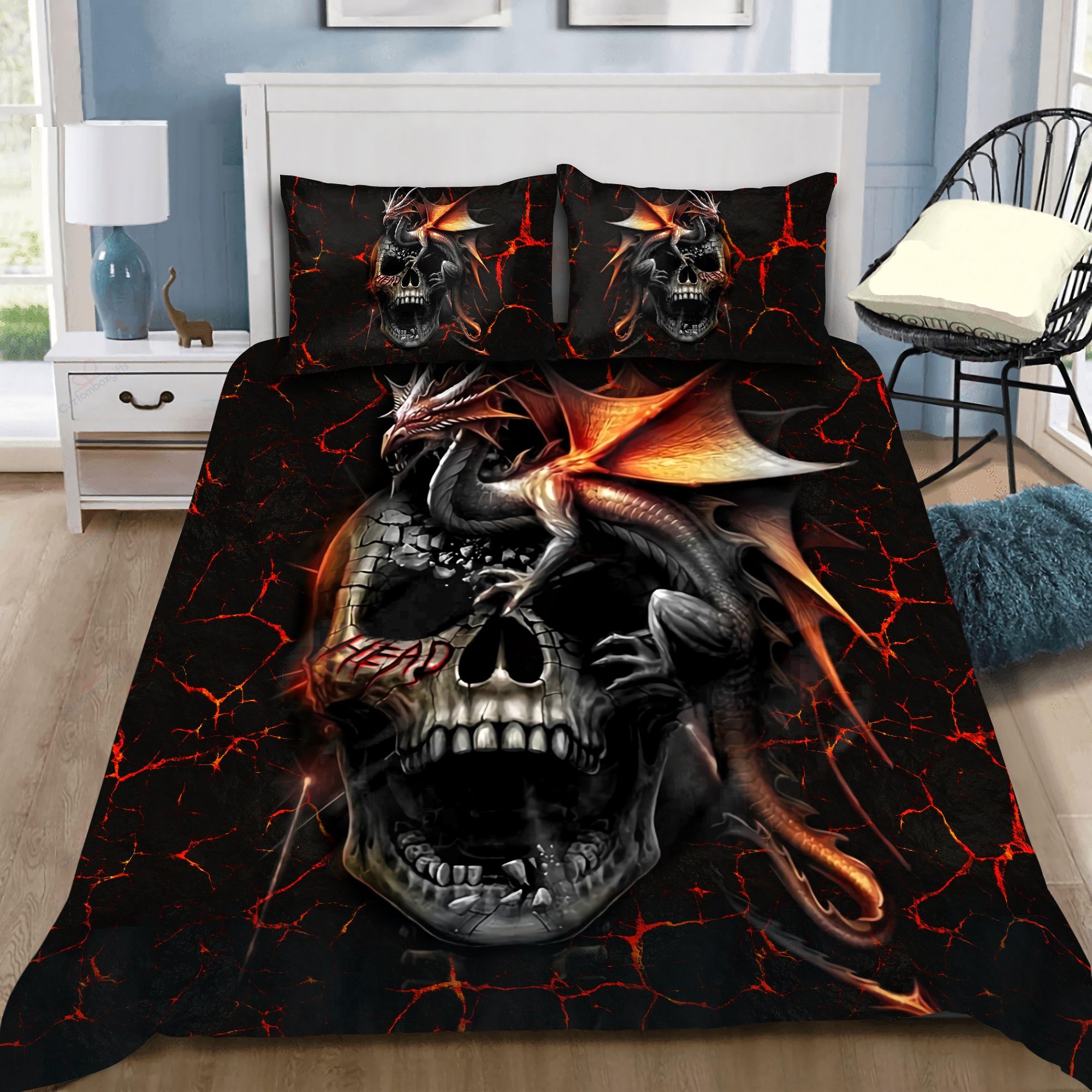 3D Love Dragon Skull Bedding Set Qb06162003