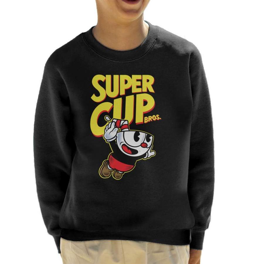 Super Cup Bros Super Mario Cuphead Kid’s Sweatshirt