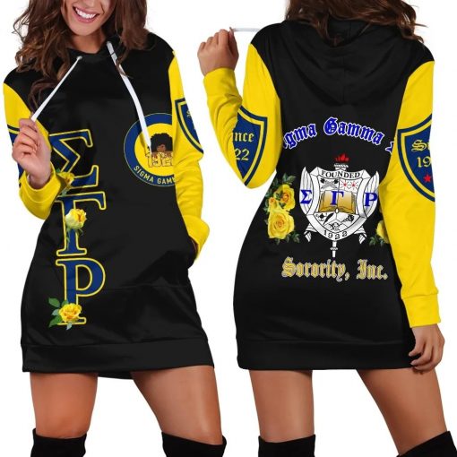 Sigma Gamma Rho Sorority Inc 1922 Yellow Rose Hoodie Dress