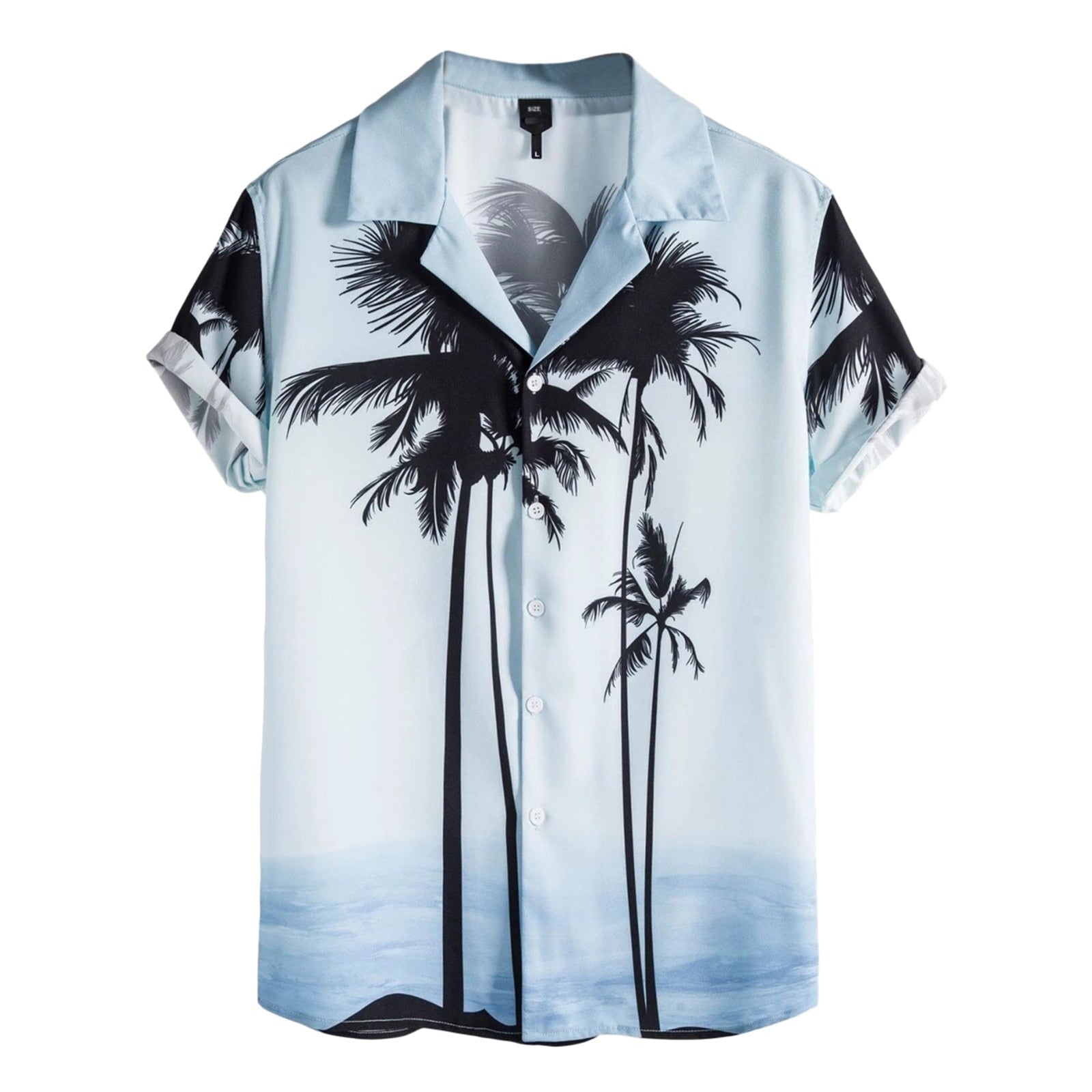 Palm Tree Print Shirt Hawaii Turn Down Collar Short Sleeve Shirts Ha104174