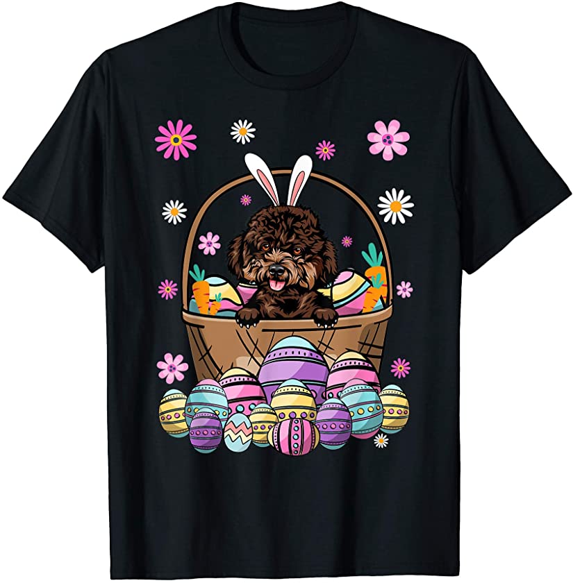 Bunny Poodle Dog Happy Easter Day Lover Egg Hunt T-Shirt