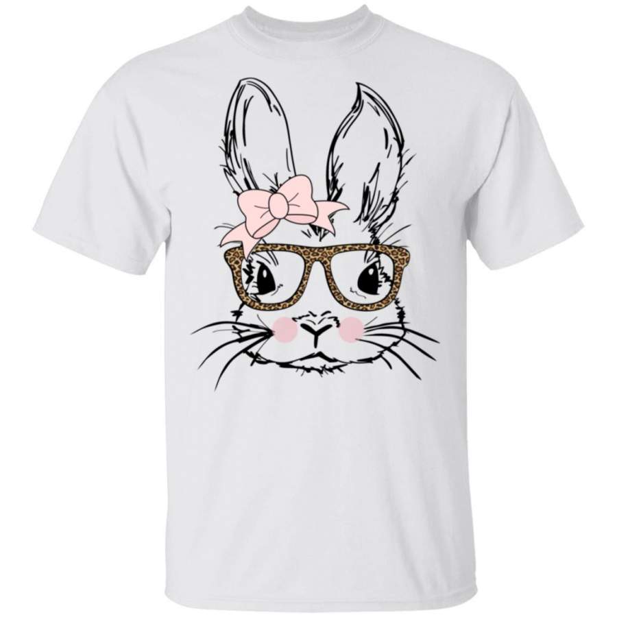 Cute Bunny Rabbit Leopard Glasses Funny Bunny Face Hipster Tshirt