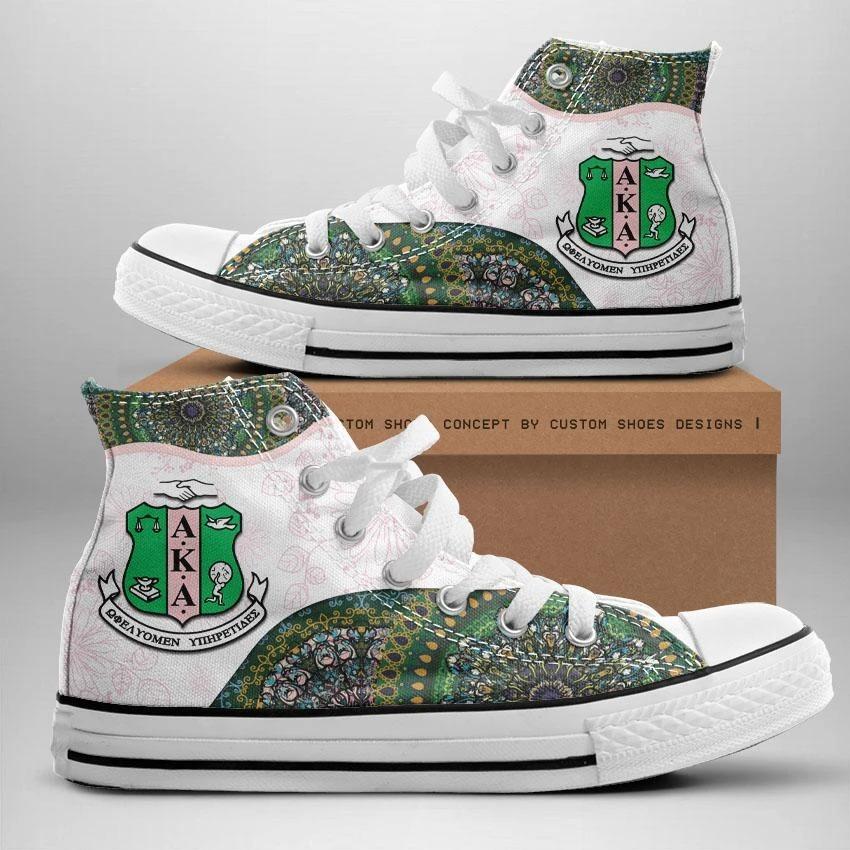 Wonder Print Footwear – Floral Alpha Kappa Alpha High Top Lt10