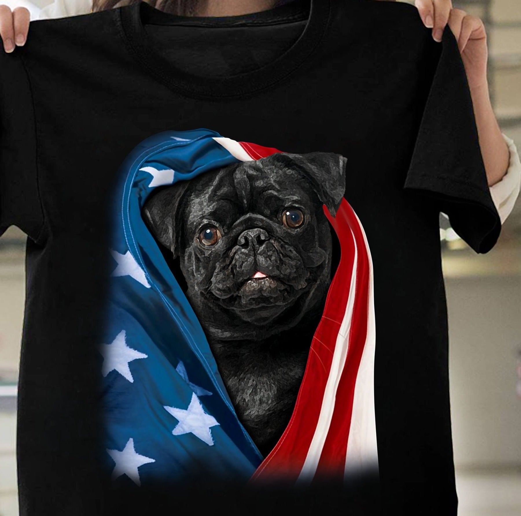 Cute Pug For Dog Lovers American Flag Gift Standard/Premium T-Shirt