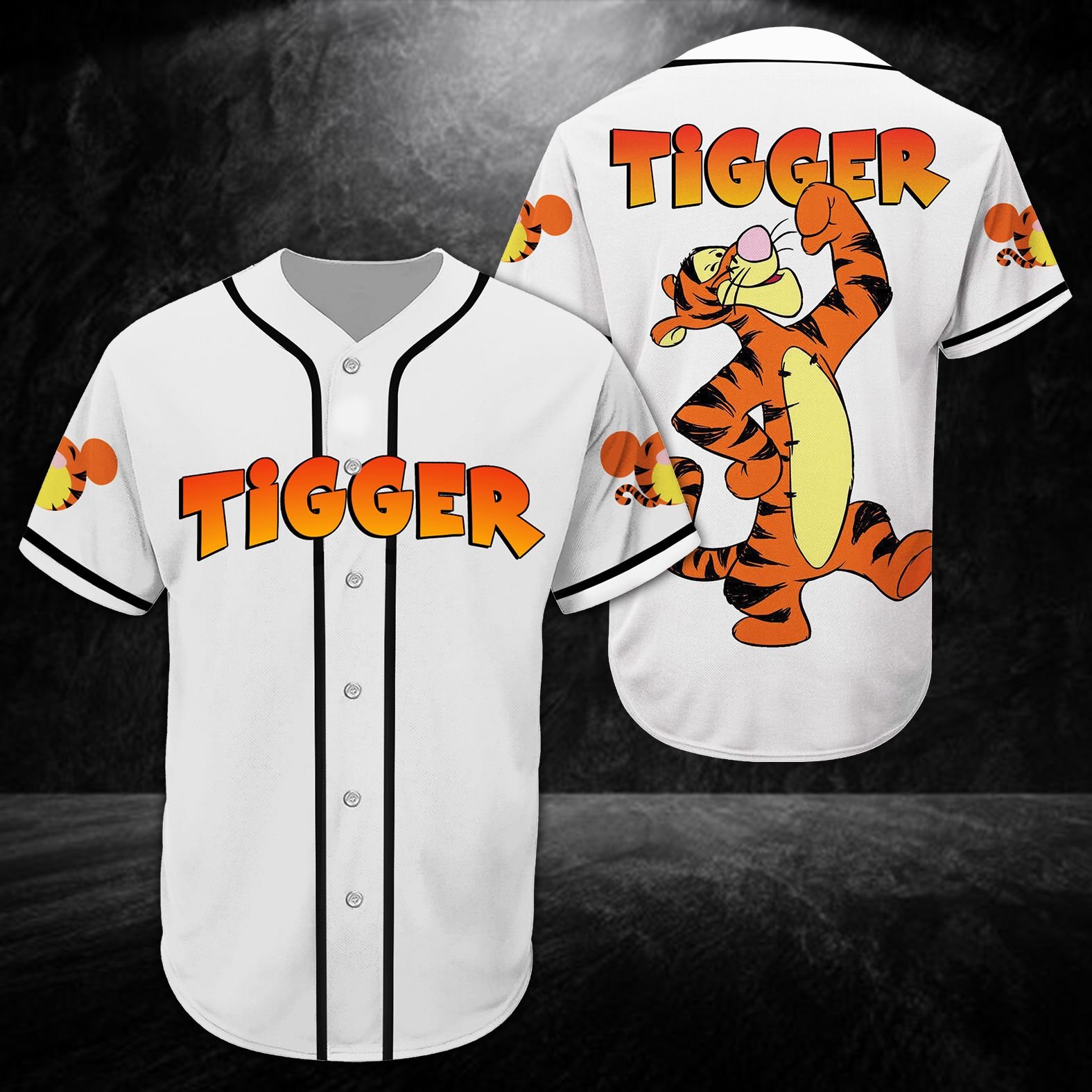 Winnie The Pooh Cartoon Tigger Color Baseball Tee White All Over Printed 3D Unisex Men Women