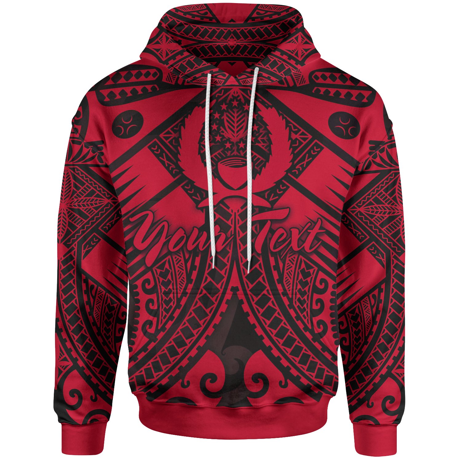 Yap Custom Personalised Hoodie – Red Seal with Polynesian Tattoo – BN18